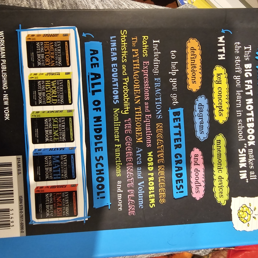 Math Notebook with Blue and White Text - Picture 2 of 2